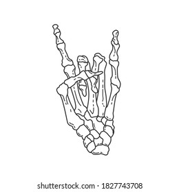 The Bony hand. Can be used as a sketch of a tattoo.