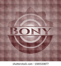 Bony red seamless badge with geometric background.