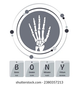 Bony skeletal hand x ray science themed vector illustration graphic