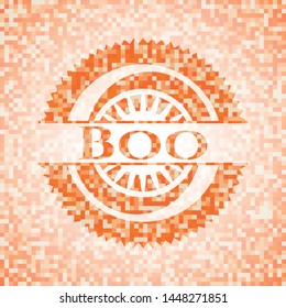 Boo abstract orange mosaic emblem with background