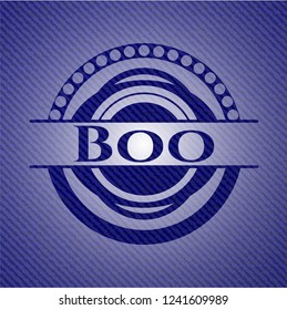 Boo badge with denim texture