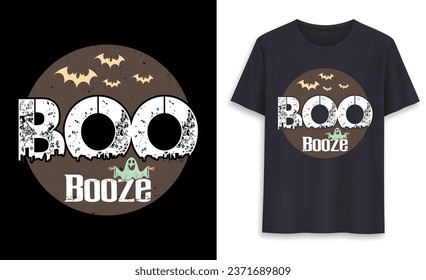  Boo and booze. Funny cartoon silhouette . Vector illustration for tshirt, website, print, clip art, poster and print on demand merchandise.