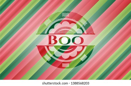 Boo christmas style emblem. Vector Illustration. Detailed.