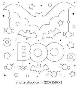 Boo Coloring Page Black White Vector Stock Vector (royalty Free 