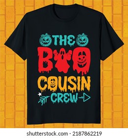 the boo cousin crew hello ween t-shirt design svg