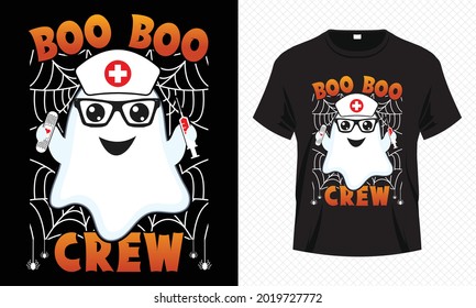 Boo Boo Crew - Cute Halloween T-Shirt Design Vector. Gut für Kleidung, Grußkarte, Poster und Mug Design.