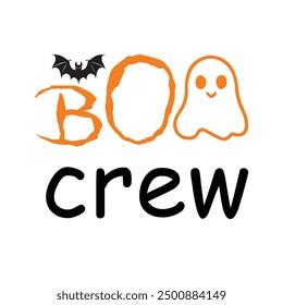 Boo Crew, divertido Vector de diseño de camisa de Halloween, ilustración retro de Halloween, citas de diseño de camiseta de tipografía de Halloween