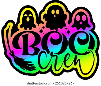 boo crew ghosts halloween rainbow colorful bright vibrant graphic design