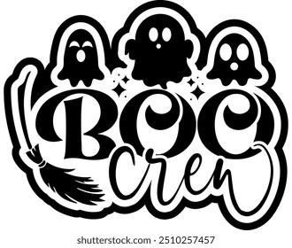 boo crew ghosts halloween rainbow colorful bright vibrant graphic design black vector graphic design and cut file