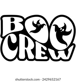 boo crew halloween black vetor graphic design and cut file