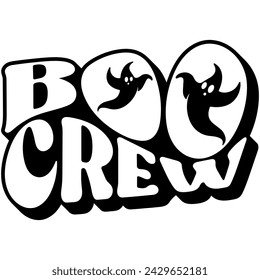 boo crew halloween black vetor graphic design and cut file