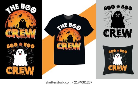 boo crew Halloween t-shirt design. Also for  mugs, tote bags, hats, cards, stickers, print, and merchandise