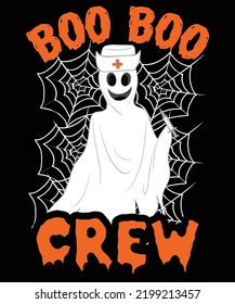 Boo Boo Crew, Happy Halloween Shirt Print Template, Witch Bat Cat Scary House Dark Green Riper Boo Squad Grave Pumpkin Skeleton Spooky Trick Or Treat