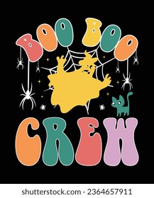 Boo Boo Crew Happy Halloween Shirt Print Template, Witch Bat Cat Scary House Dark Green Riper Boo Squad Grave Pumpkin Skeleton Spooky Trick Or Treat