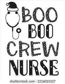 Boo Boo Crew Nurse, Merry Christmas shirt print template, funny Xmas shirt design, Santa Claus funny quotes typography design