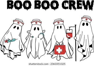 Boo Boo Crew Svg File, Ghost Nurse Svg, Funny Nurse, Cute Ghost Svg, Halloween, Nursing, Spooky svg