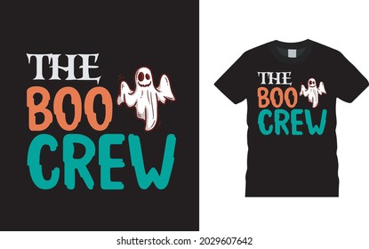 The Boo Crew T shirt, apparel, vector illustration, graphic template, print on demand, textile fabrics, retro style, typography, vintage, Halloween T shirt Design