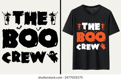 The Boo Crew T-shirt Design, Halloween Typography T-shirt