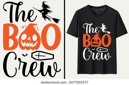 The Boo Crew T-shirt Design, Halloween Typography T-shirt