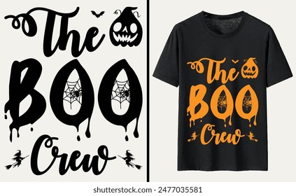 The Boo Crew T-shirt Design, Halloween Typography T-shirt