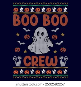 Boo Boo Crew - projetos de suéter feio Halloween - vetor Gráfico