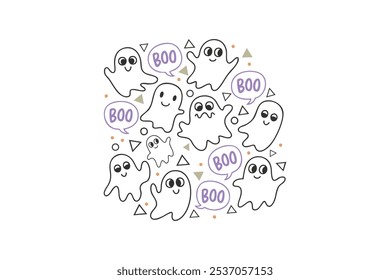 Boo Cute Ghost Halloween T Shirt design	