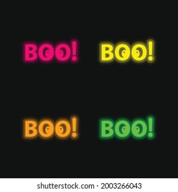 Boo four color glowing neon vector icon