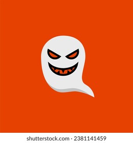 boo ghost devil smile cartoon cute, simple illustration, halloween, spooky, scary.