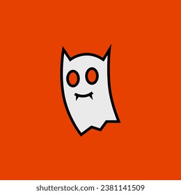 boo ghost devil smile cartoon cute, simple illustration, halloween, spooky, scary.