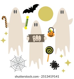 Boo fantasma Halloween decoração vetor desenho ilustração