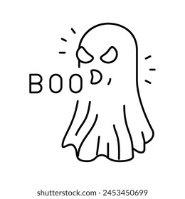 boo ghost line icon vector. boo ghost sign. isolated contour symbol black illustration