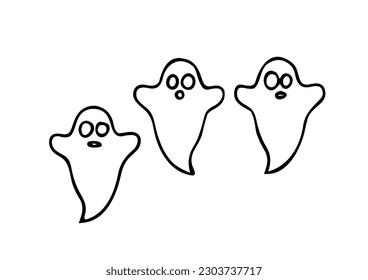 boo ghost outline design vector