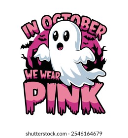 Boo ghost vector In October we wear pink t shirt design,