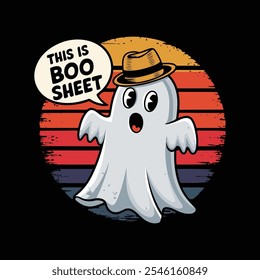 Boo ghost vector, Boo ghost t shirt design, Halloween vintage t shirt design