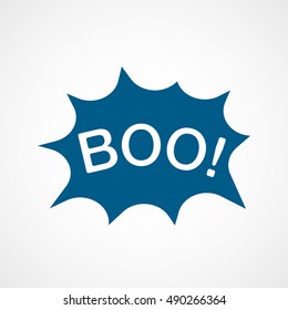 Boo Halloween Concept Blue Flat Icon On White Background