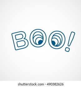Boo Halloween Concept Blue Line Icon On White Background