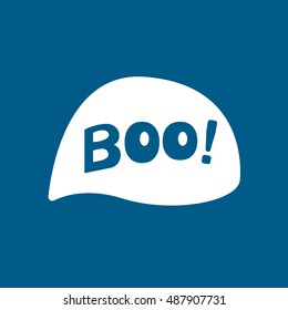 Boo Halloween Concept Flat Icon On Blue Background