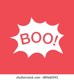 Boo Halloween Concept Flat Icon On Red Background
