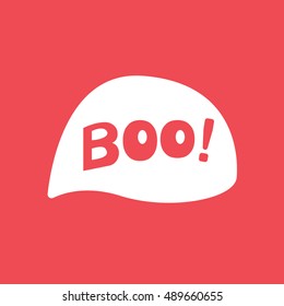 Boo Halloween Concept Flat Icon On Red Background