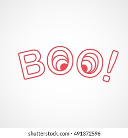 Boo Halloween Concept Red Line Icon On White Background