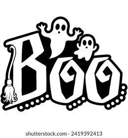 boo halloween ghosts black vector graphic design and cut file