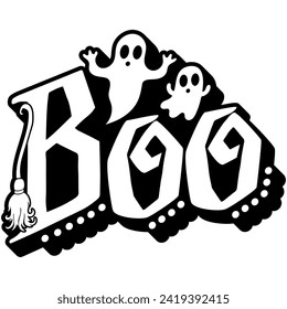 boo halloween ghosts black vector graphic design and cut file