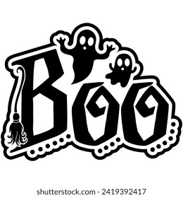 boo halloween ghosts black vector graphic design and cut file