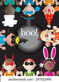 "BOO!" Halloween Kids on Black