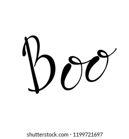 Boo.  Halloween lettering on white background. Vector illustration isolated on white.