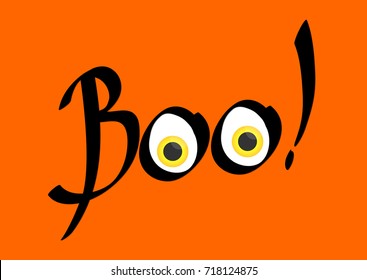 Boo, Halloween lettering, poster design template, vector illustration