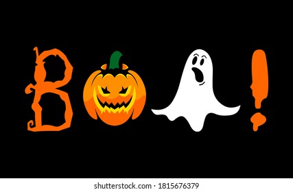 boo halloween made from pumpkin and ghost which is suitable to be used to celebrate Halloween day