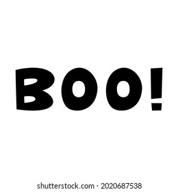 Boo. Halloween quote. Cute hand drawn lettering in modern scandinavian style. Isolated on a white background. Vector stock illustration.