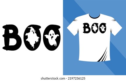 Boo - Halloween SVG T-Shirt design template. Happy Halloween t-shirt design template easy to print all-purpose for men, women, and children