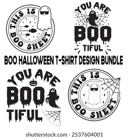  Boo Vector de Paquete de diseño de camiseta de Halloween, negro, negro, asustadizo, horror, miedo, hechicero, vacaciones
